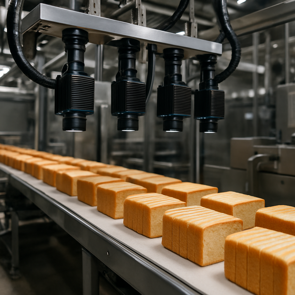 AutoEye machine vision cameras inspecting bread on production line